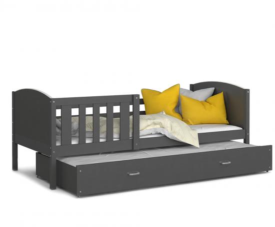Dětská postel TAMI P2 90x200 cm s šedou konstrukcí v šedé barvě s přistýlkou